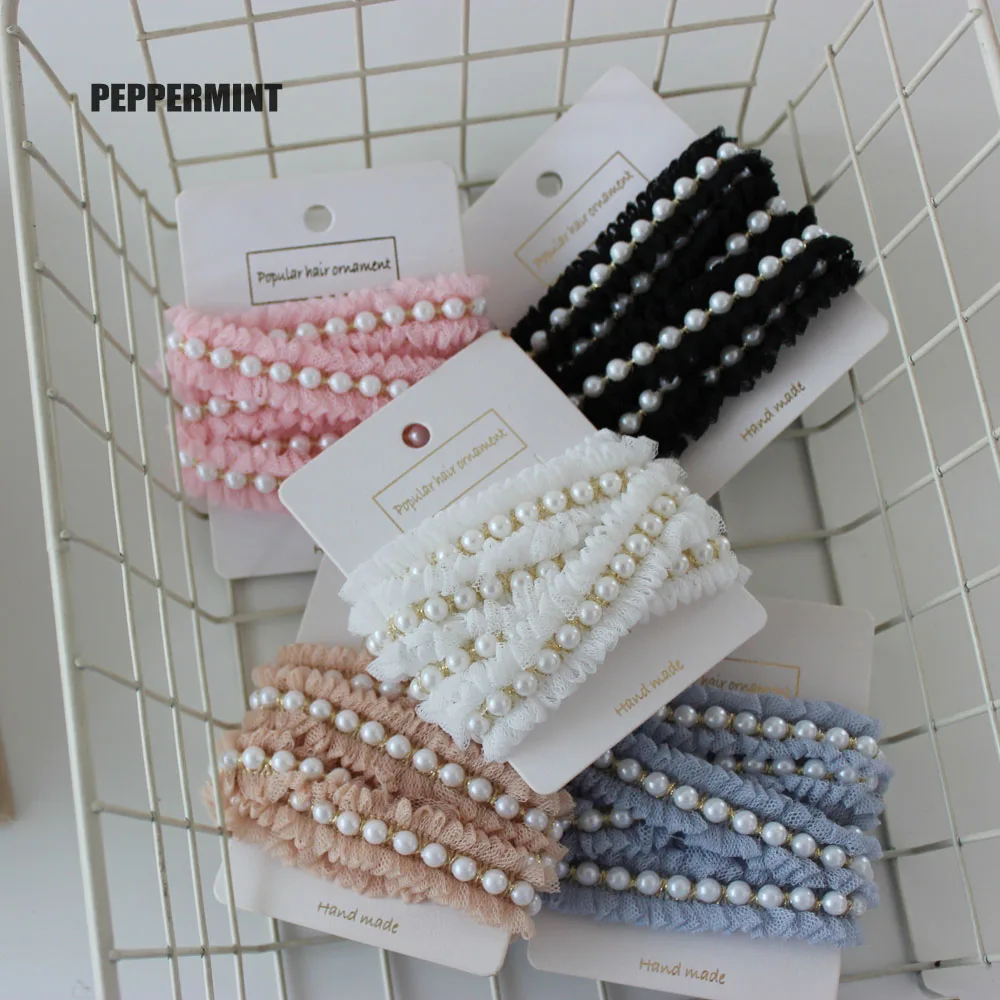 1Yard Mesh Lace Pearly Trim Beaded Mesh Lace Pastal Trimming Ribbon Handmade Sewing Supplies Craft Decoration