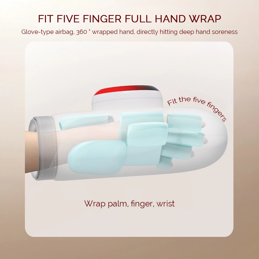 Electric Hand Massager Air Pressure Kneading Wrist Massager Airbag Finger Massage Glove Hot Compress Acupoint Finger masajeador
