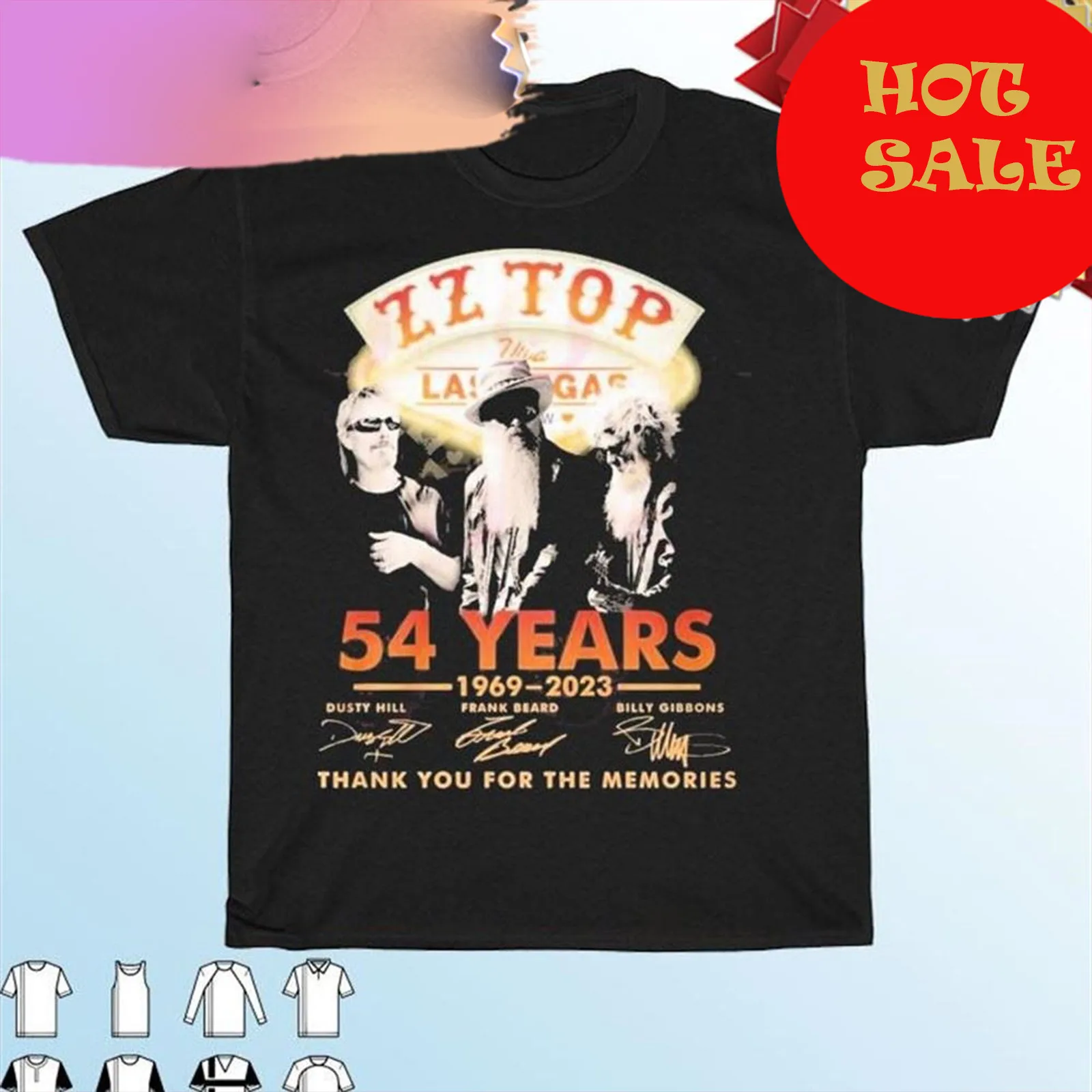 

Винтажная Футболка ZZ Top 54 года 1969 - 2023 спасибо за воспоминания CG515