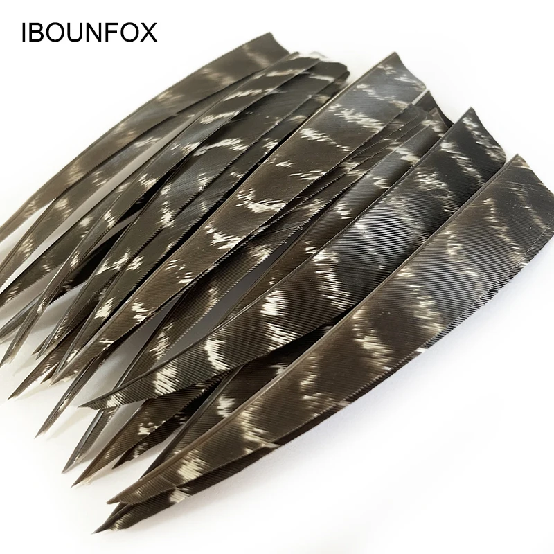 50 Pcs IBOUNFOX Natural Feathers for Wooden Carbon Arrow 3/4/5 Inch Turkey Archery Feathers Fletching Right Wings 6