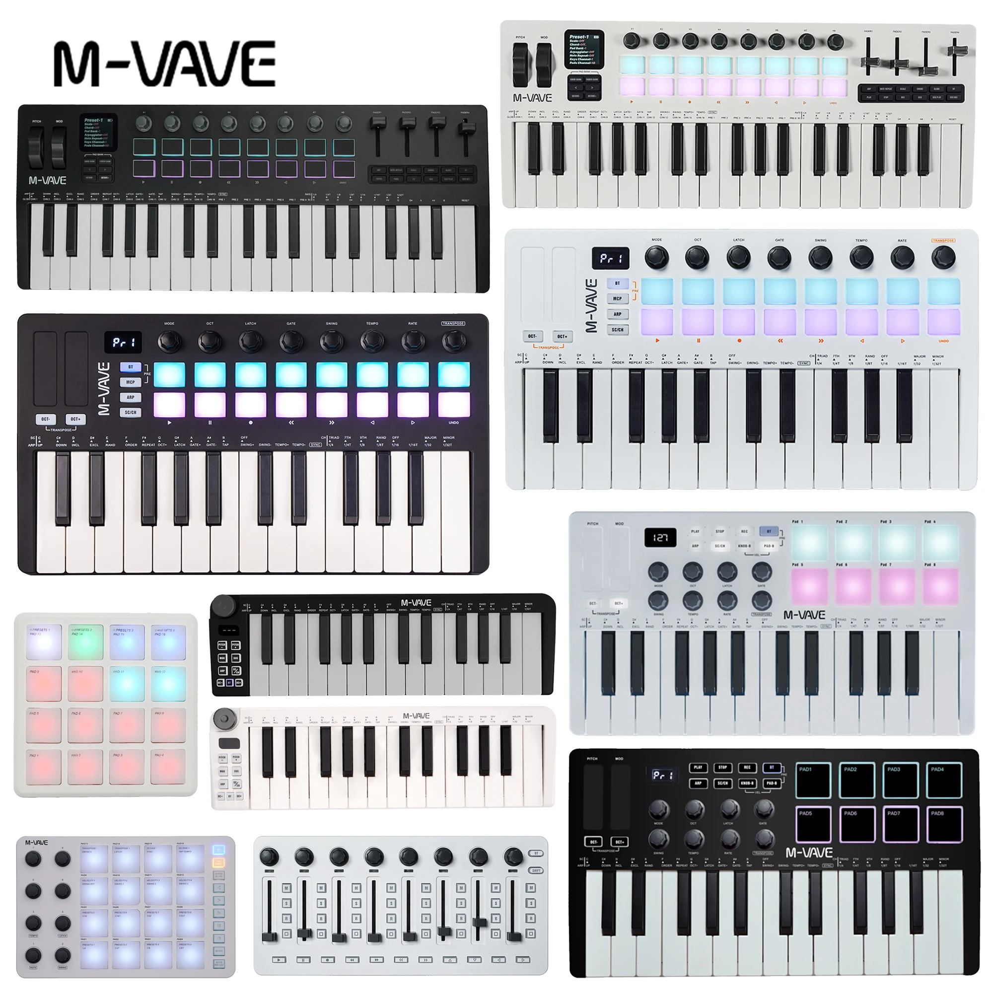 M-VAVE Portátil MIDI 25-Key USB Controlador De Teclado Com 8 Almofadas De Tambor Retroiluminadas 8 Puxadores Musical Rgb Instrumentos I.795885511 M-VAVE Portátil MIDI 25-Key USB Controlador De Teclado Com 8 Almofadas De Tambor Retroiluminadas 8 Puxadores Musical Rgb Instrumentos I.795885511