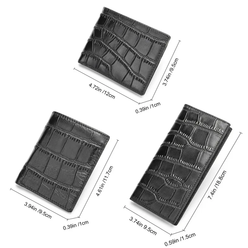 Elegant Crocodile Pattern Leather Wallet for Men, Short Style with Multiple Card Slots, Handmade
