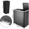60L(16 Gal) Dual Trash Can, Stainless Steel Kitchen Garbage Can, Double Compartment Classified Rubbish Bin, Recycle Dustbin 2