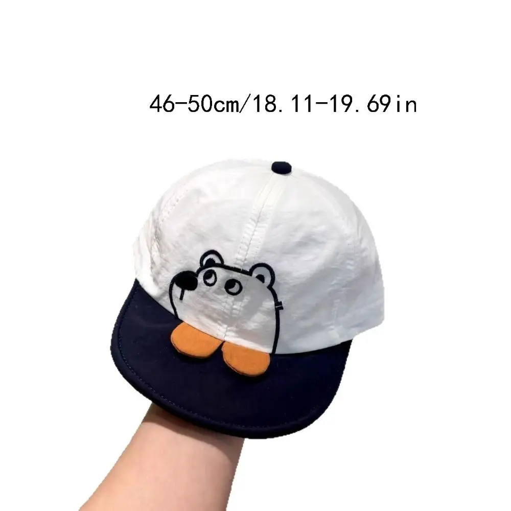 Summer Short Brim Cartoon Bear Baby Hat Quick Dry Casual Infant Sun Visor Hat Breathable Cotton Newborn Sun Hat Kids