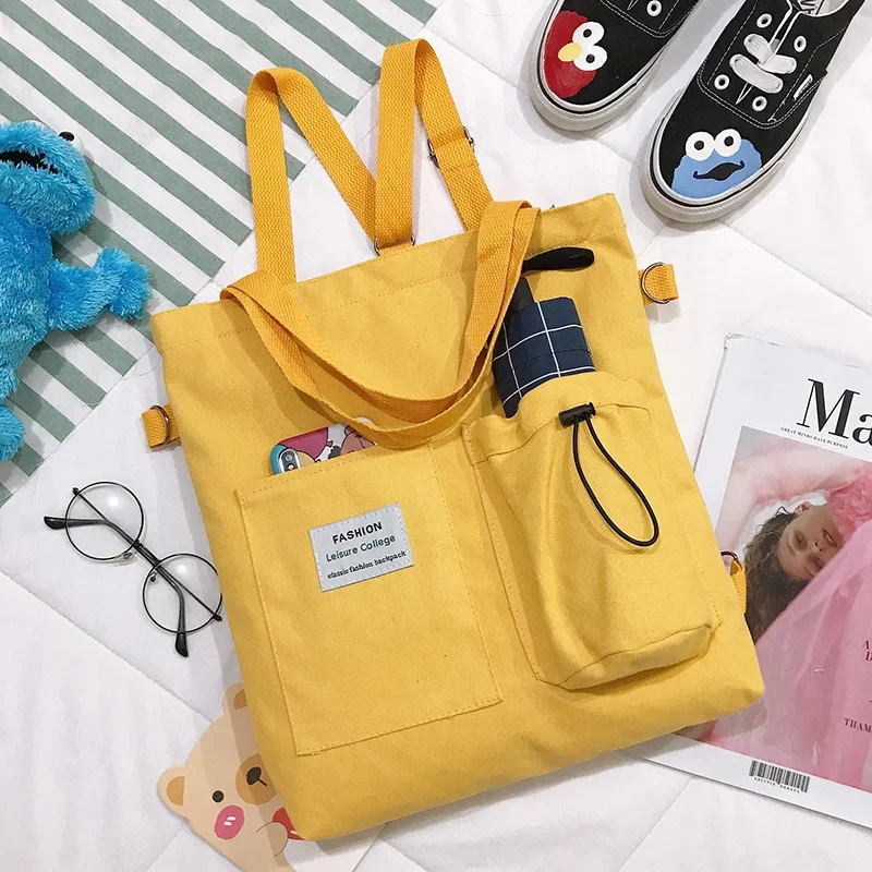 Shoulder Bag Canvas Tote Bag Women Package Print Bear Canvas Handbag Japanese Literary Casual Shopping Tote
