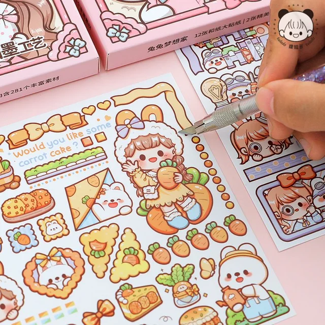 만화 캐릭터 귀여운 스티커