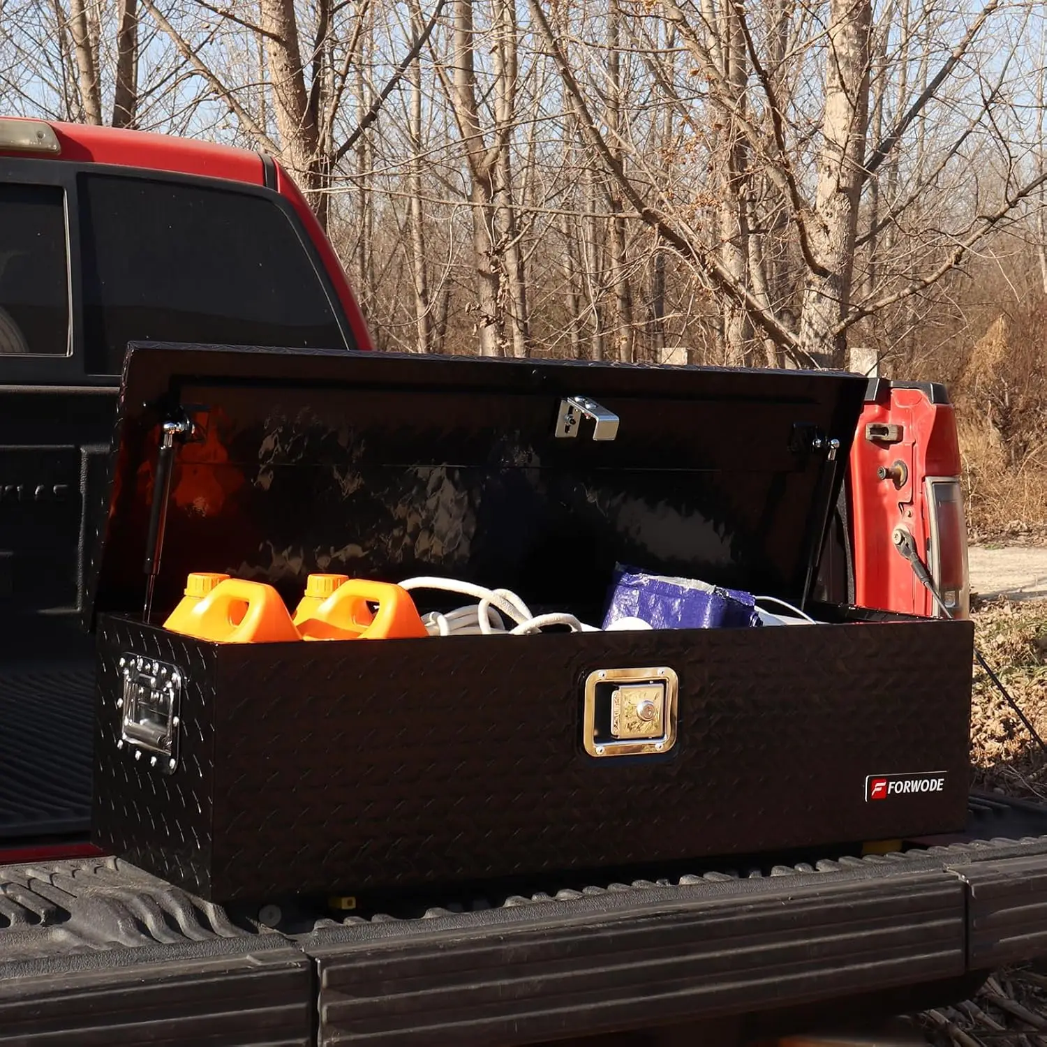 Inch Truck Bed Tool Box, Aluminum Heavy Duty Trailer Tool Box for Pickup Truck Bed RV, Toolbox Storage box with Handle and Lo 6