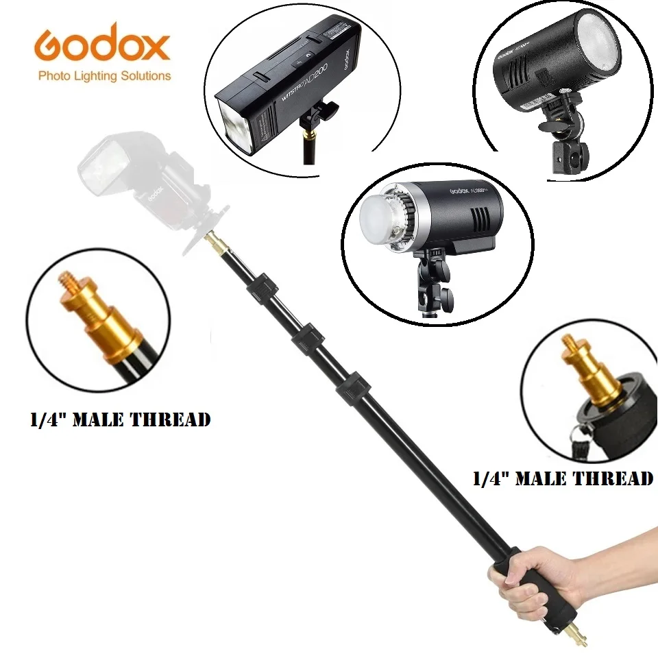 

Godox AD-S13 21-63"/55-160cm Portable Light Boom Pole Stick 1/4" Male Thread for WITSTRO AD360 II AD180 Flash AD180 AD360