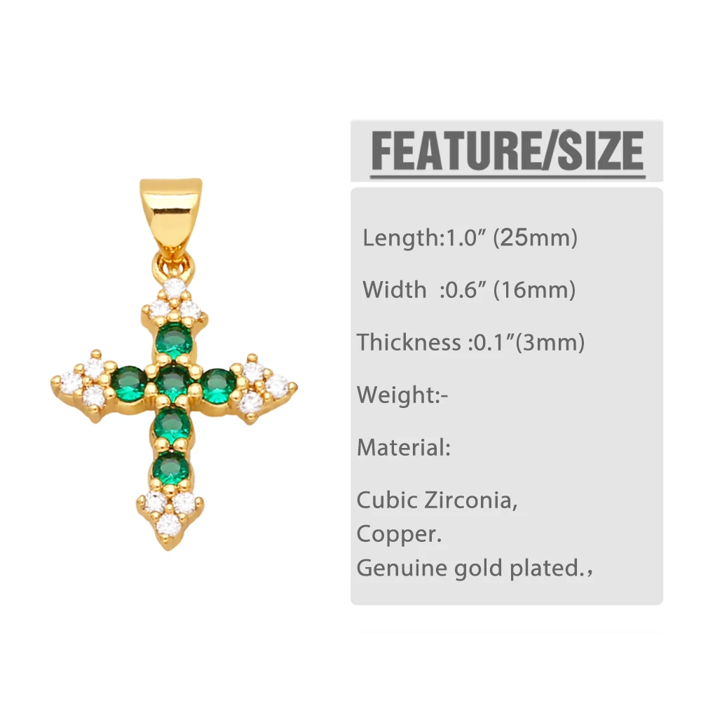 OCESRIO-Mini pendentif croix multicolore pour collier, cuivre, plaqué or, cristal, Nina ifix, femmes, hommes, bijoux, fournitures de direction, pdta947