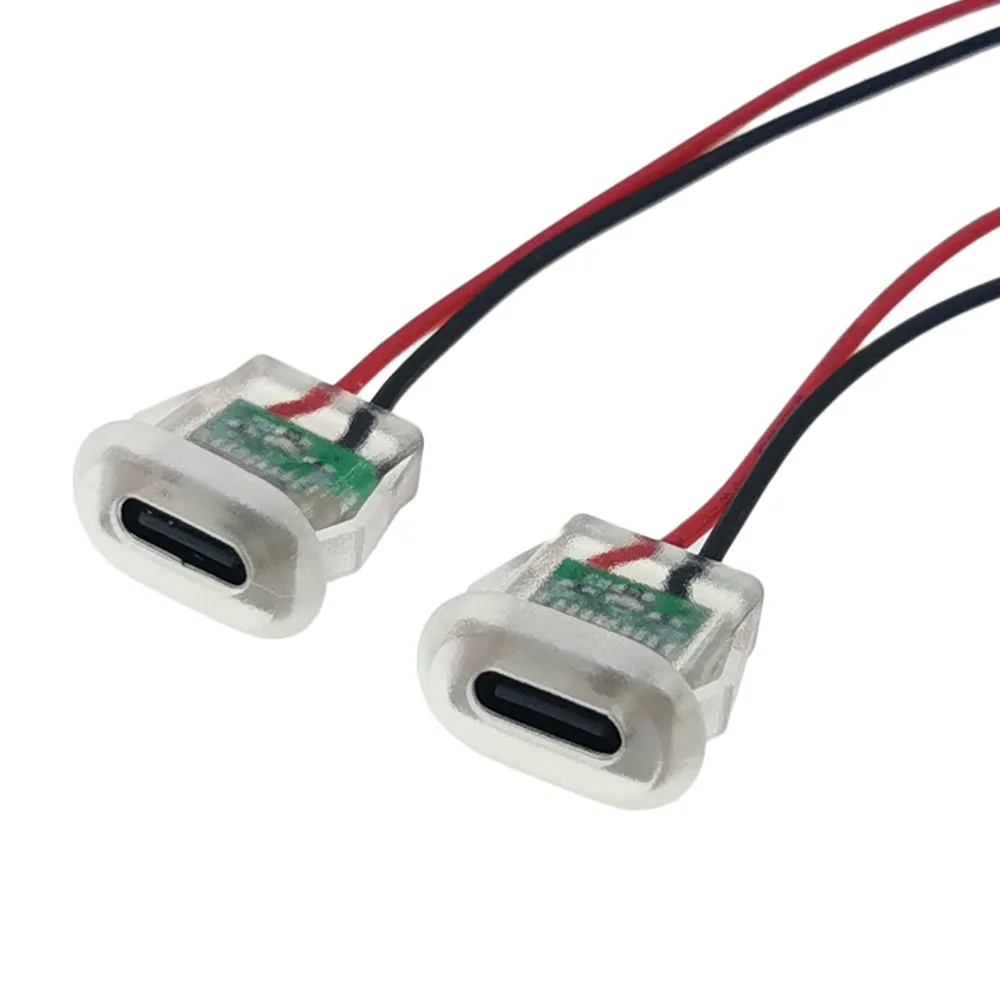 Description Picture 5 of item1pc 2pin USB Type C 5A Input type Charging Socket With LED lights Plate Waterproof USB-C Power Port TYPE-C Female Connector Jack