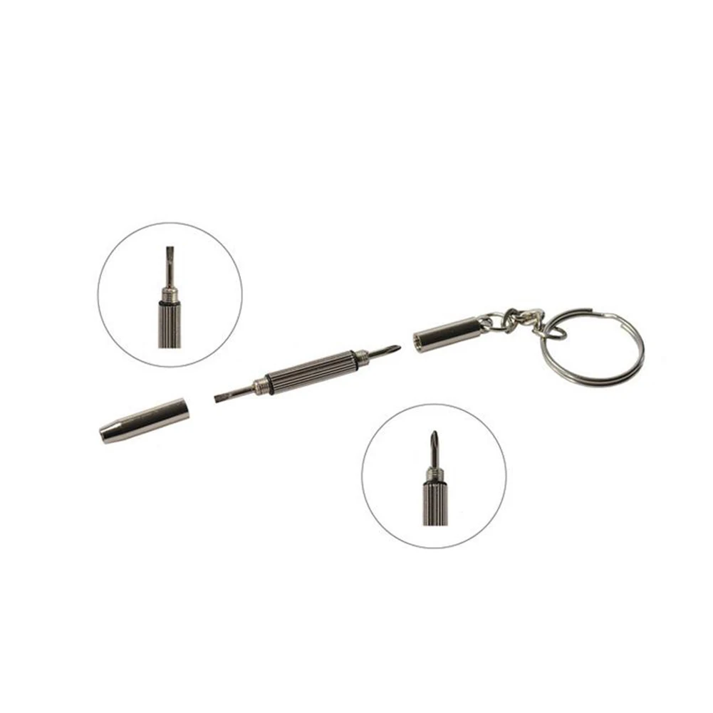 

1 X Eyeglass Screwdriver Stainless Steel Mini 3in1 Screwdriver Glasses Phone Watch Screw Repair Tool Keyring Keychain