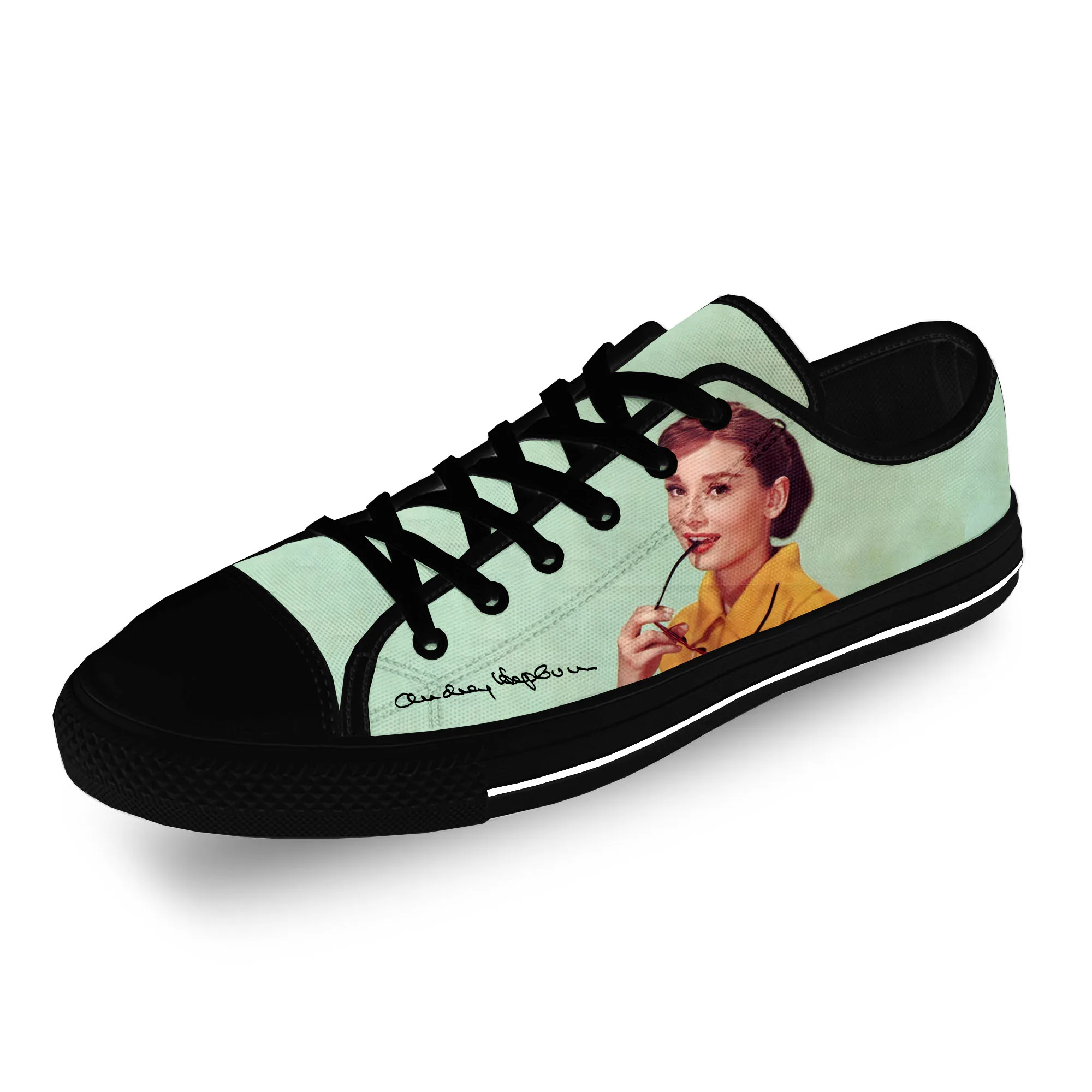 

Movie Star Audrey Hepburn Cute Casual Cloth 3D Print Low Top Canvas Fashion Shoes Men Women Lightweight Breathable Sneakers