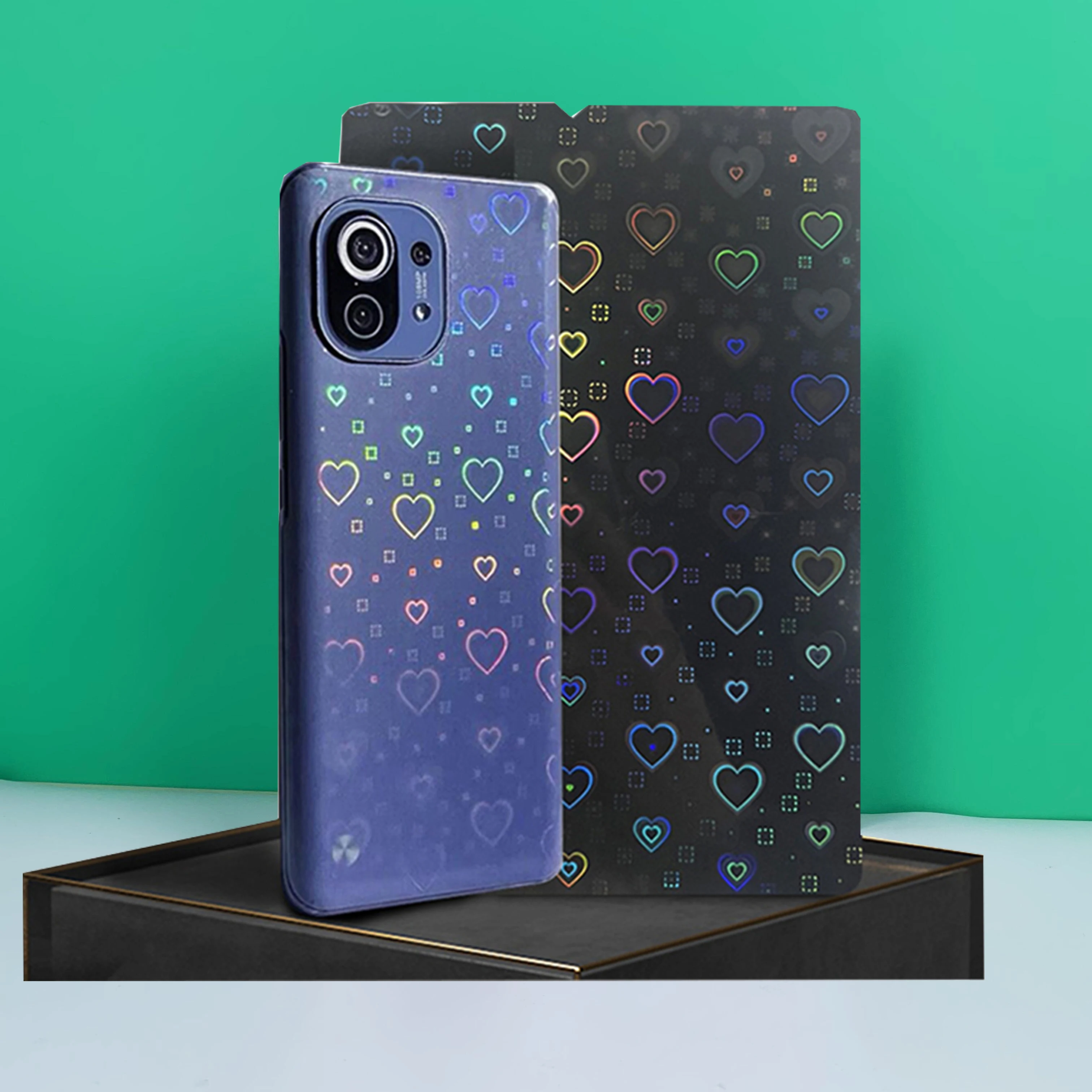 

Novecel 50 Pcs 4D Transparent Laser Decorated Back Decorative Cover Stickers Back Cover Glass Protective Film for Cutting