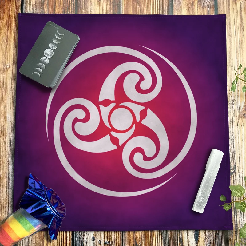 

Triskele Tarot Tablecloth Triple Spiral Triskelion Symbol Altar Cloth Celtic Oracle Card Pad Reiki Spiritual Pagan Supplies 99CM