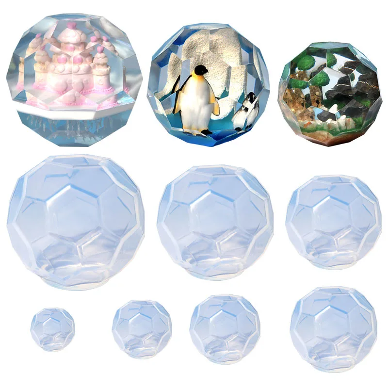 DIY Hexagonal Faceted Sphere Crystal Epoxy Resin Mold Sphere Micro  Landscape Specimen Decorative Ornament Mirror Silicone Mould - AliExpress