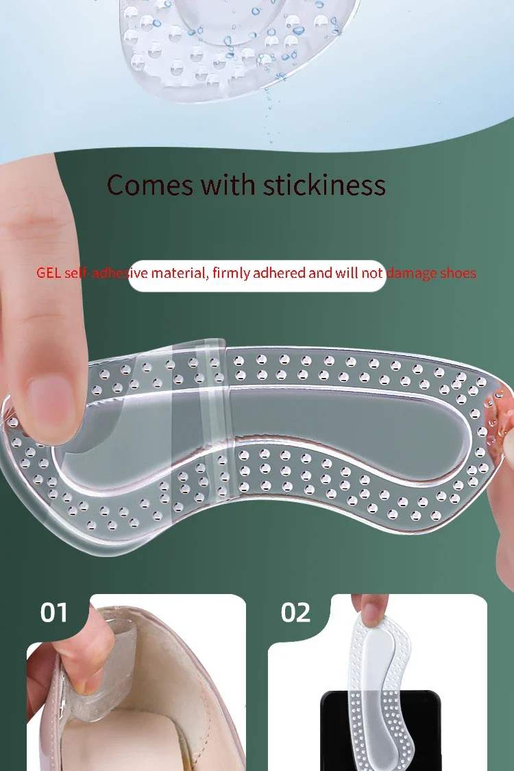 1 Paar GEL-Fersenschoner für Damen, Silikonkissen, Fußpflegeprodukte, rutschfeste Schuhpolster für High Heels, Einlegesohlen in verstellbarer Größe – Detail 7