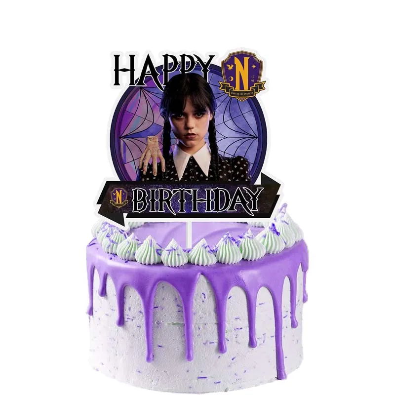 

Wednesday Birthday cake decoration,Wednesday Addams cake decoration,Wednesday Horror TV themed birthday party decoration