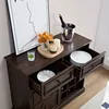 Farmhouse Buffet Cabinet with Storage Sideboard with 2 Drawers, Wine Bar Cabinet with Removable Wine Racks ,Espresso 4