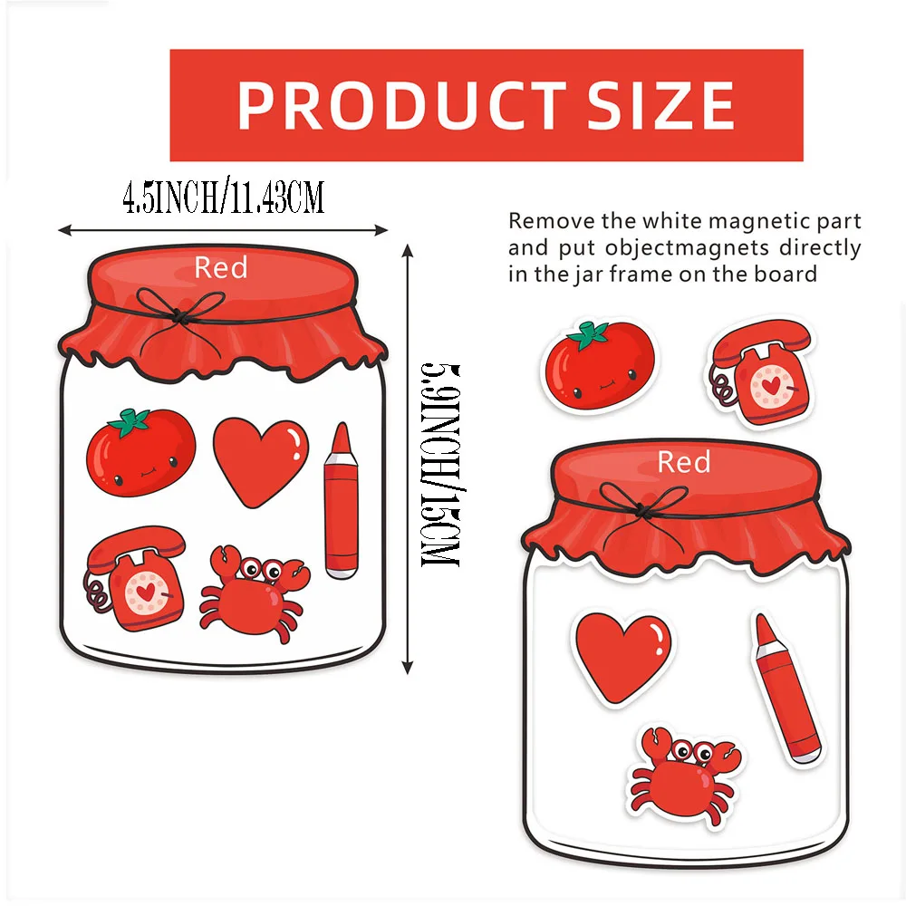 10Pcs Color Recognition Magnetic Sorting Set Educational Magnet Colorful Fruit Magnets Colored Candy Jar Magnetic Classification