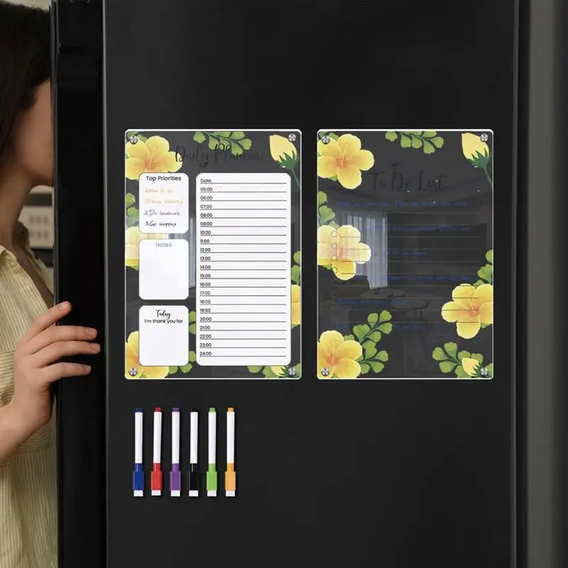 Новый акриловый сухой стираемый на холодильник доска прозрачный акриловый магнитный календарь Еженедельный планировщик для продуктов список записей белая доска
