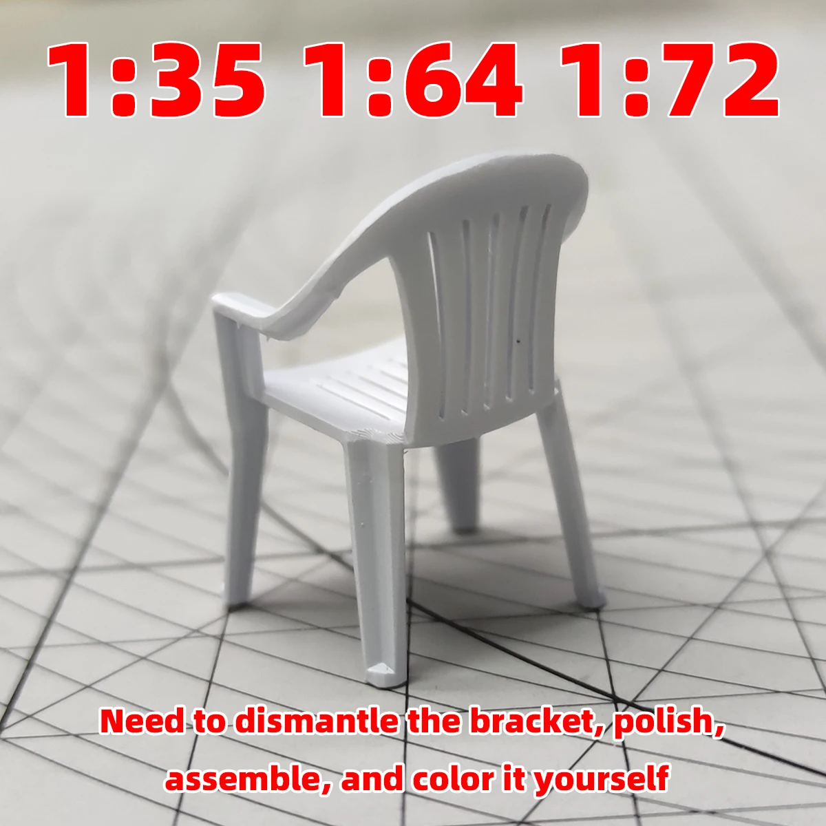 조립식 플라스틱 스툴 사각 스툴 야외용 의자 소프트 장식 모래 테이블 디오라마 스케일 모델 키트 1/72 1/64 1/35 1/32