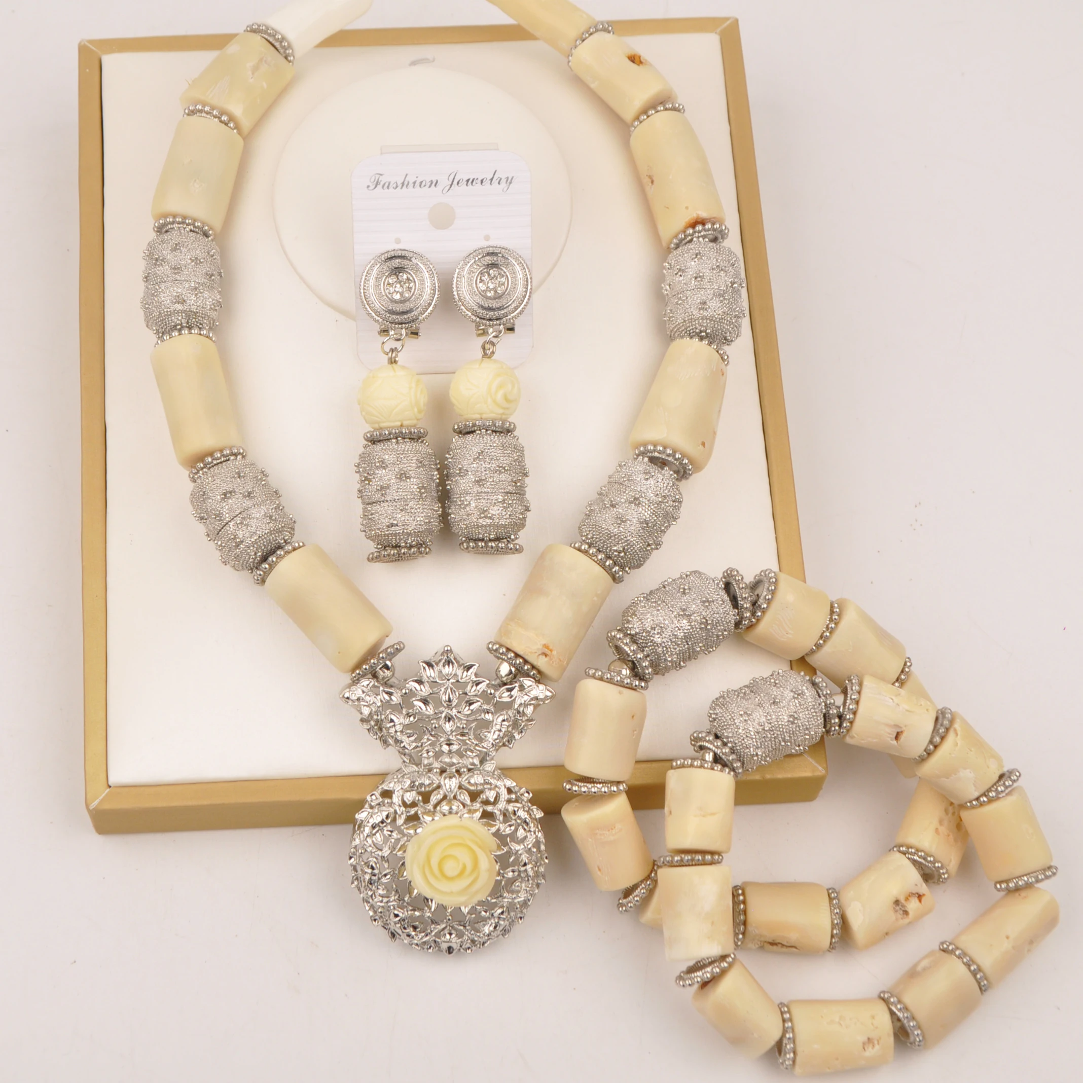 

African White Coral Beads Nigerian Wedding Jewelry Sets