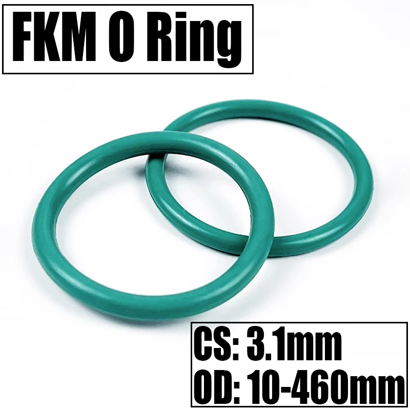 

1-10PCS FKM O Ring Seal Gasket Thickness CS 3.1mm OD 10-460mm Oil/High Temperature Resistance Washer Fluorine Rubber Spacer