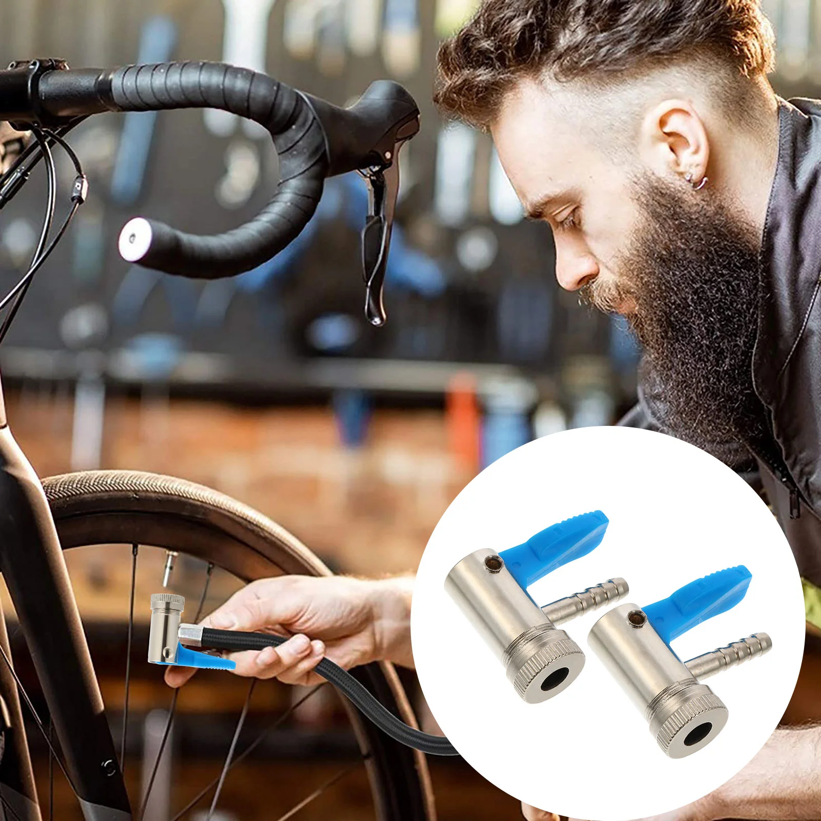 

2 Pcs Inflatable Chuck Tire Inflator Clip Air Hose Connector Pure Copper Nickel-plated Iron Clamp