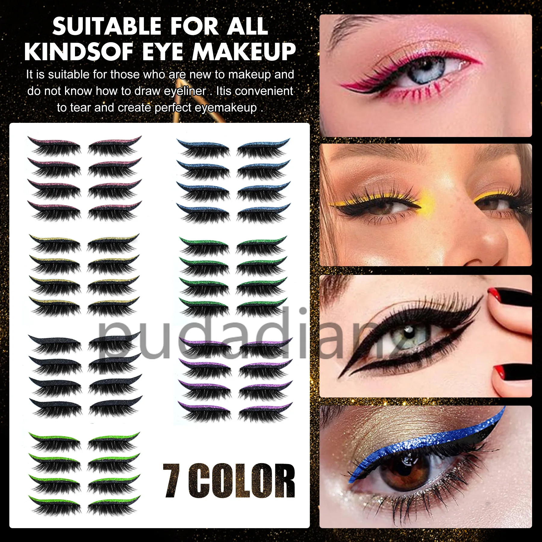 Flashing powder self adhesive eye liner double eyelid, false eyelash