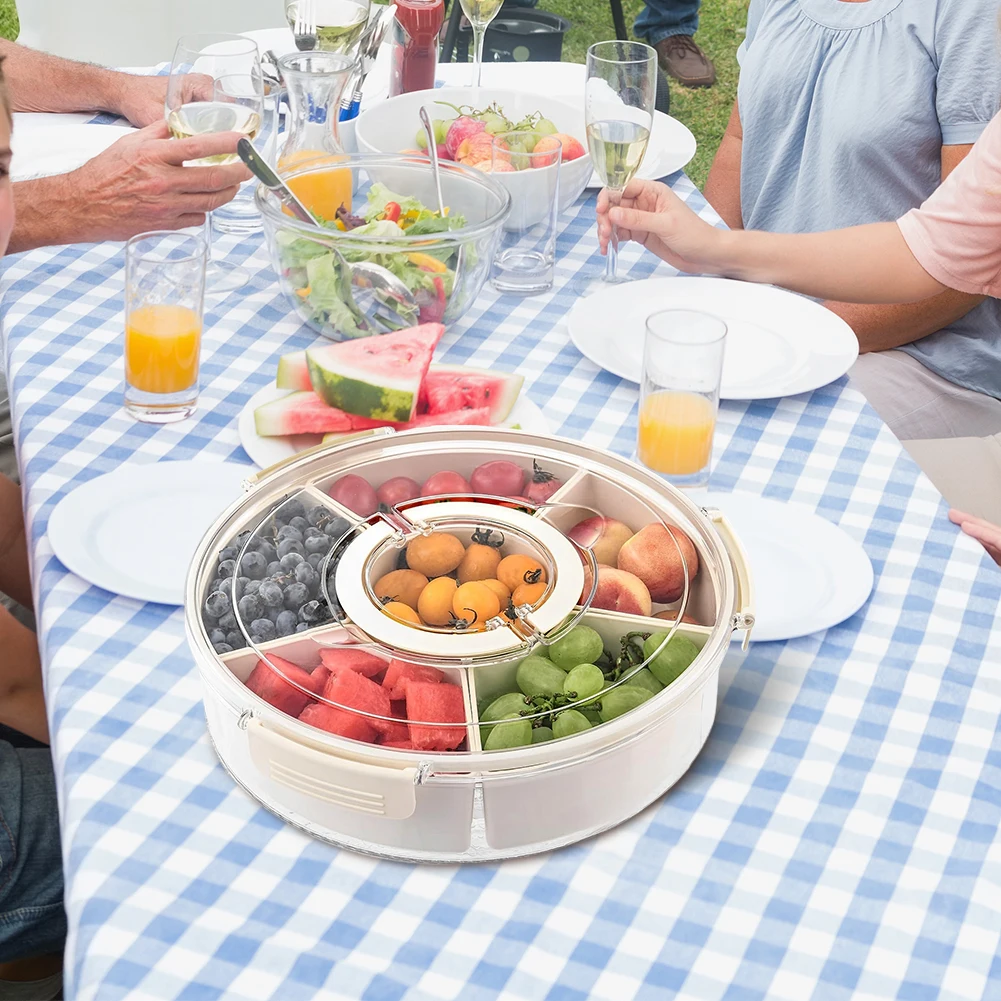 6-Fach Dreh-Snackbox 28x28cm - Rotierbare Servierplatte Mit Abnehmbaren Fächern