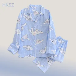 Pyjama Pour Femme Spring/summer Pure Cotton Yarn Long Sleeve Pajamas Women Suit Autumn New Cartoon Cotton Two-piece Home Wear