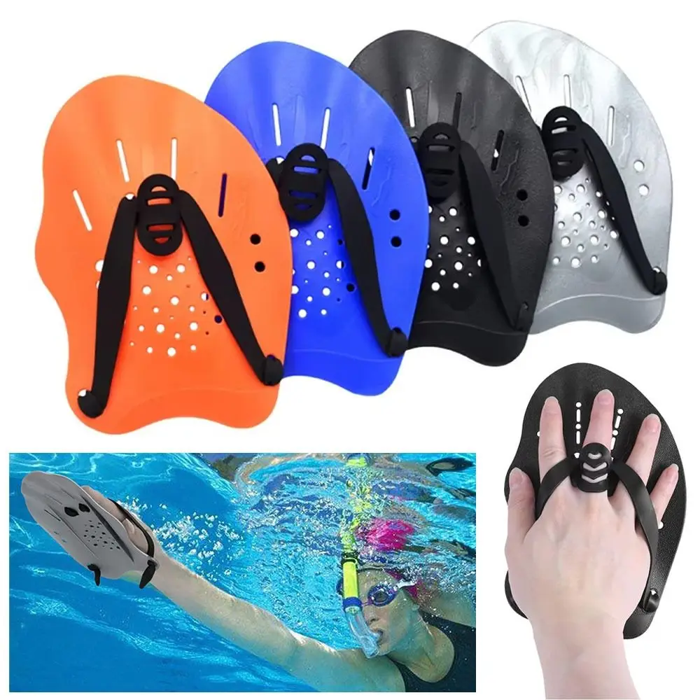 1Pair Freestyle Swim Paddles Adjustable With Silicone Straps Swimming Frog Paddle Kids/Adult Hands Fins Flippers