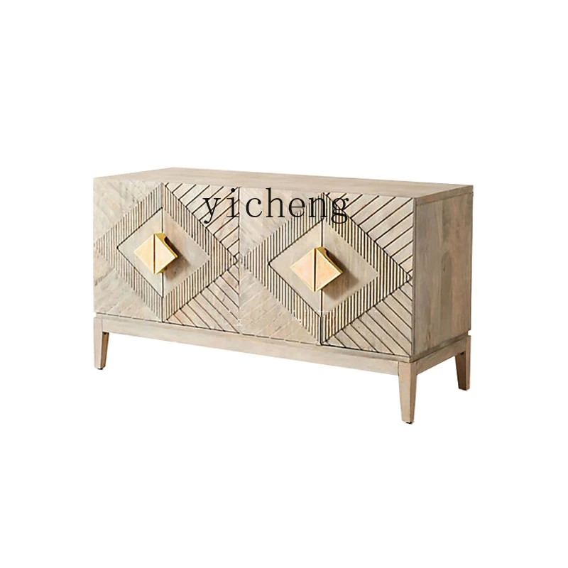 Zc Armadio D'Ingresso In Legno Massello Armadio Tv A Quattro Ante Con Tronchi Vintage Armadietto Laterale Da Pranzo