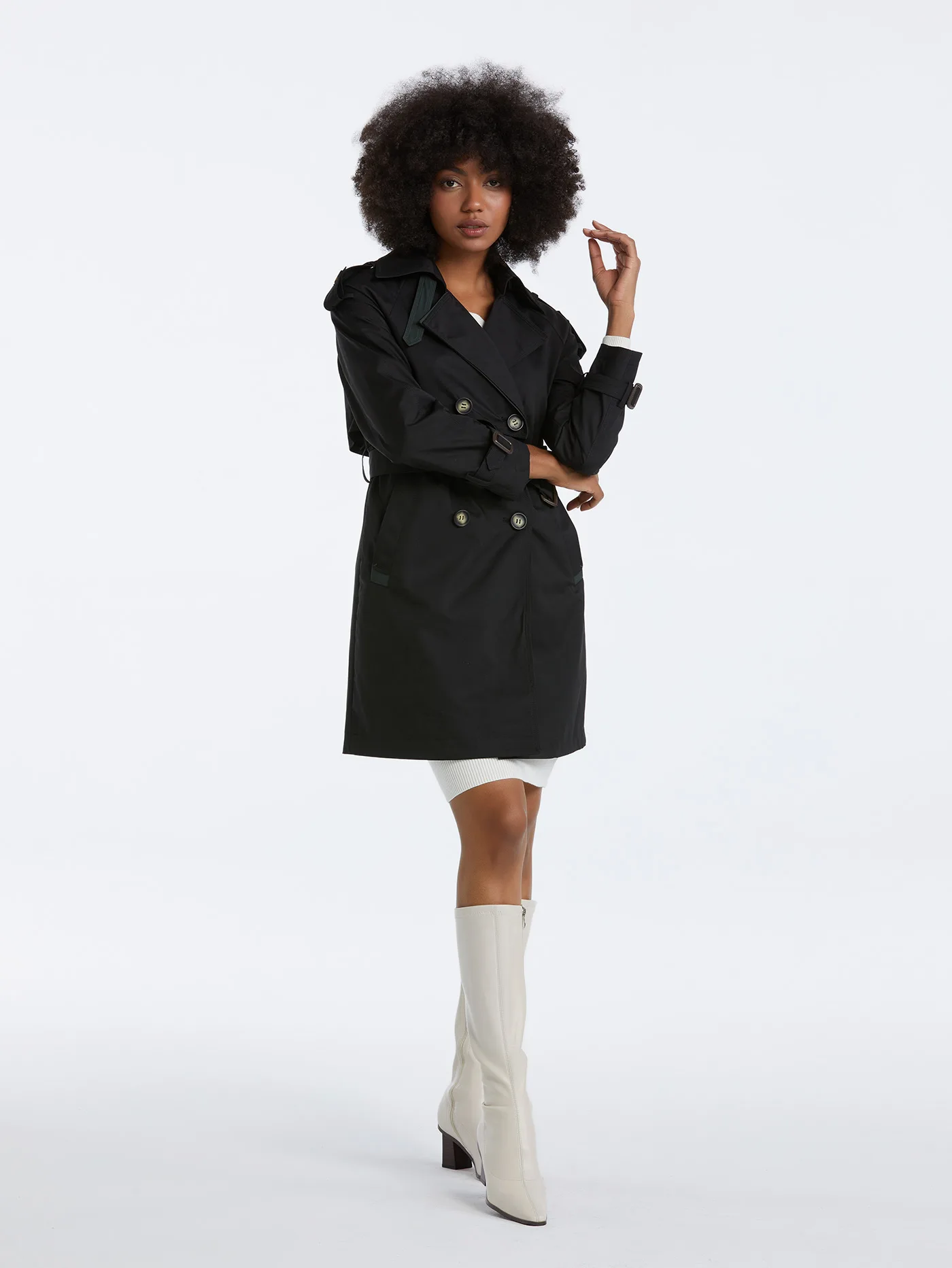 

Conciso 2024 New Spring Autumn Elegant Women's Windbreaker Lapel Collar Double-Breasted Women's Trench Coat Casual Parka F23805
