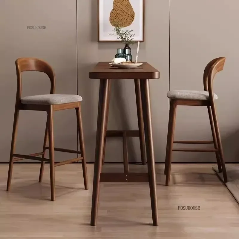 Luxury Designer Solid Wood Bar Chairs Counter Stools Island Table Dining Chair Kitchen High Legged Stool Nordic Furniture U