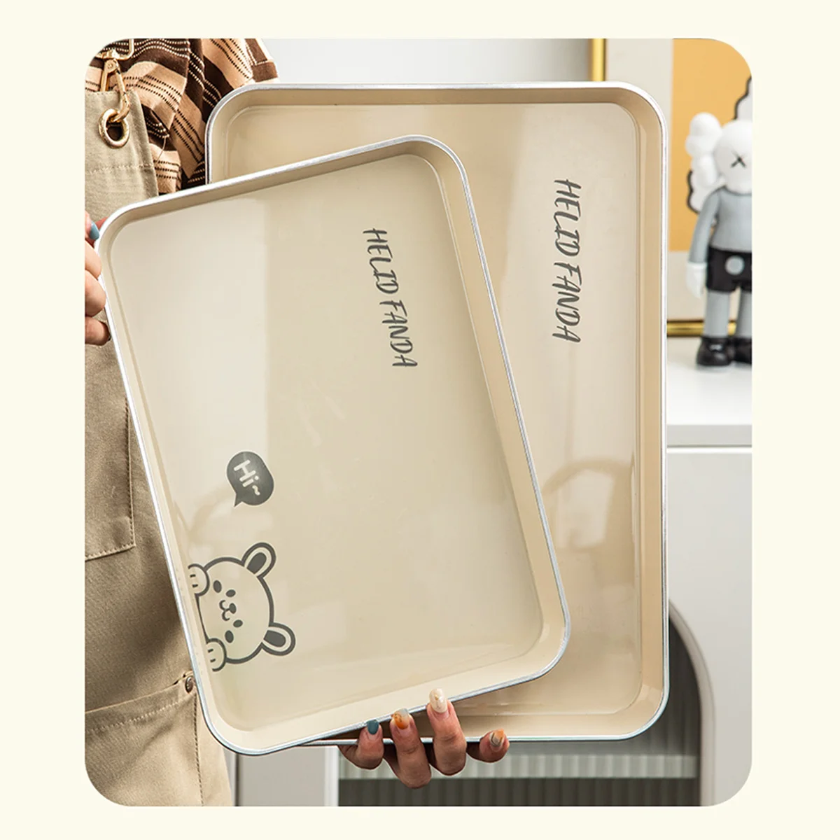 Description Picture 5 of itemWORTHBUY Multifunctional Food Serving Tray Plastic Rectangle Storage Tray Cute Snack Dessert Fruit Tray Tea Tray For Kitchen