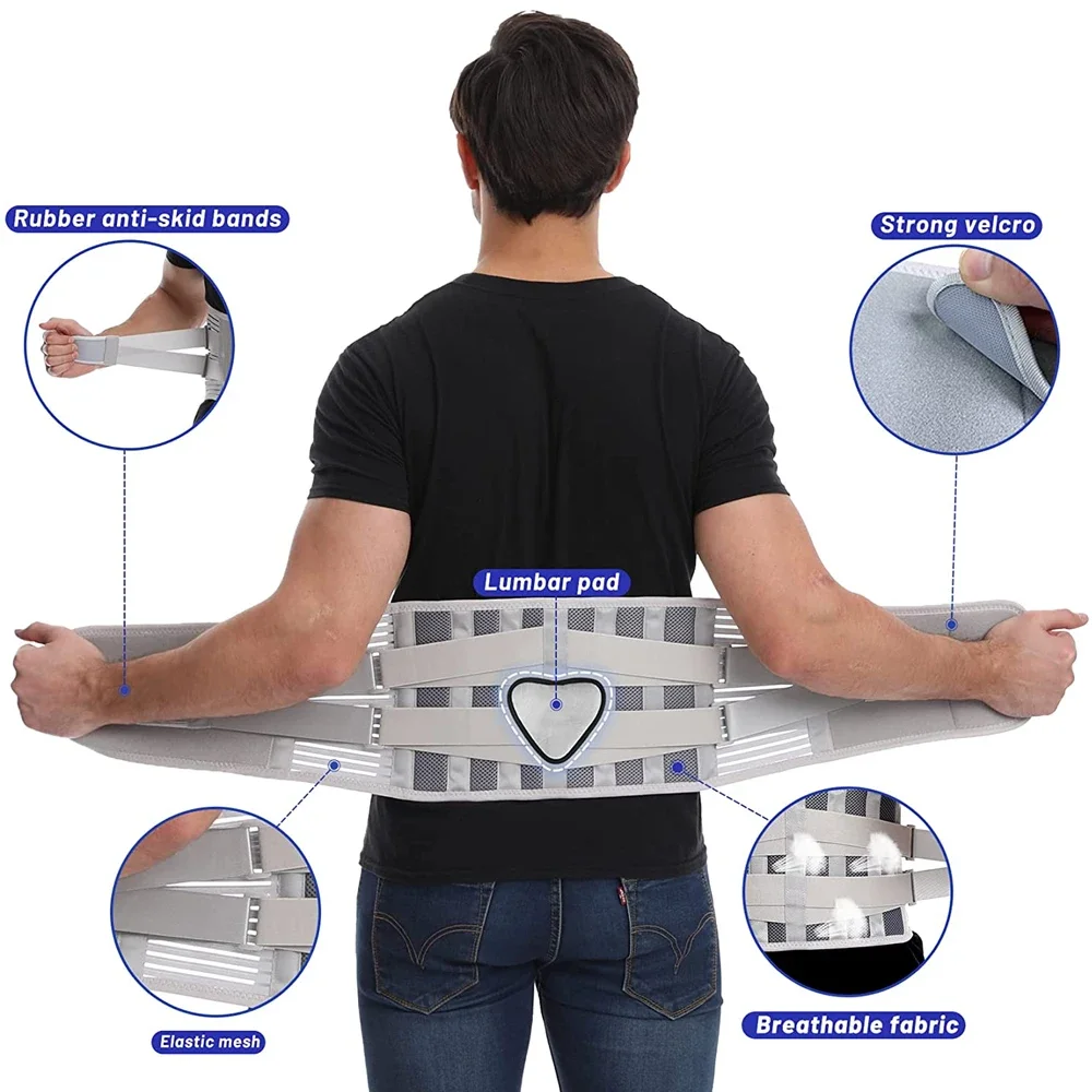Lumbar Support Belt for Back Pain Relief with Lumbar Pad Lower Brace for Men Women Anti-skid Sciatica