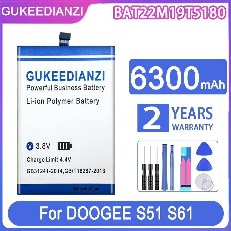 

GUKEEDIANZI Replacement Battery BAT22M19T5180 (S51 S61) 6300mAh for DOOGEE S51 S61 Mobile Phone Batteries