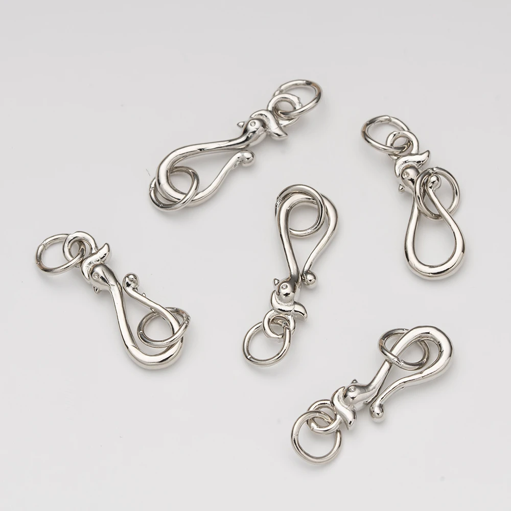5 Stück 18 Karat vergoldetes Messing S-Haken Ösenverschluss Haken mit geschlossenen Biegeringen Verbinder für DIY Halskette Schmuckherstellung Zubehör – Detail 5