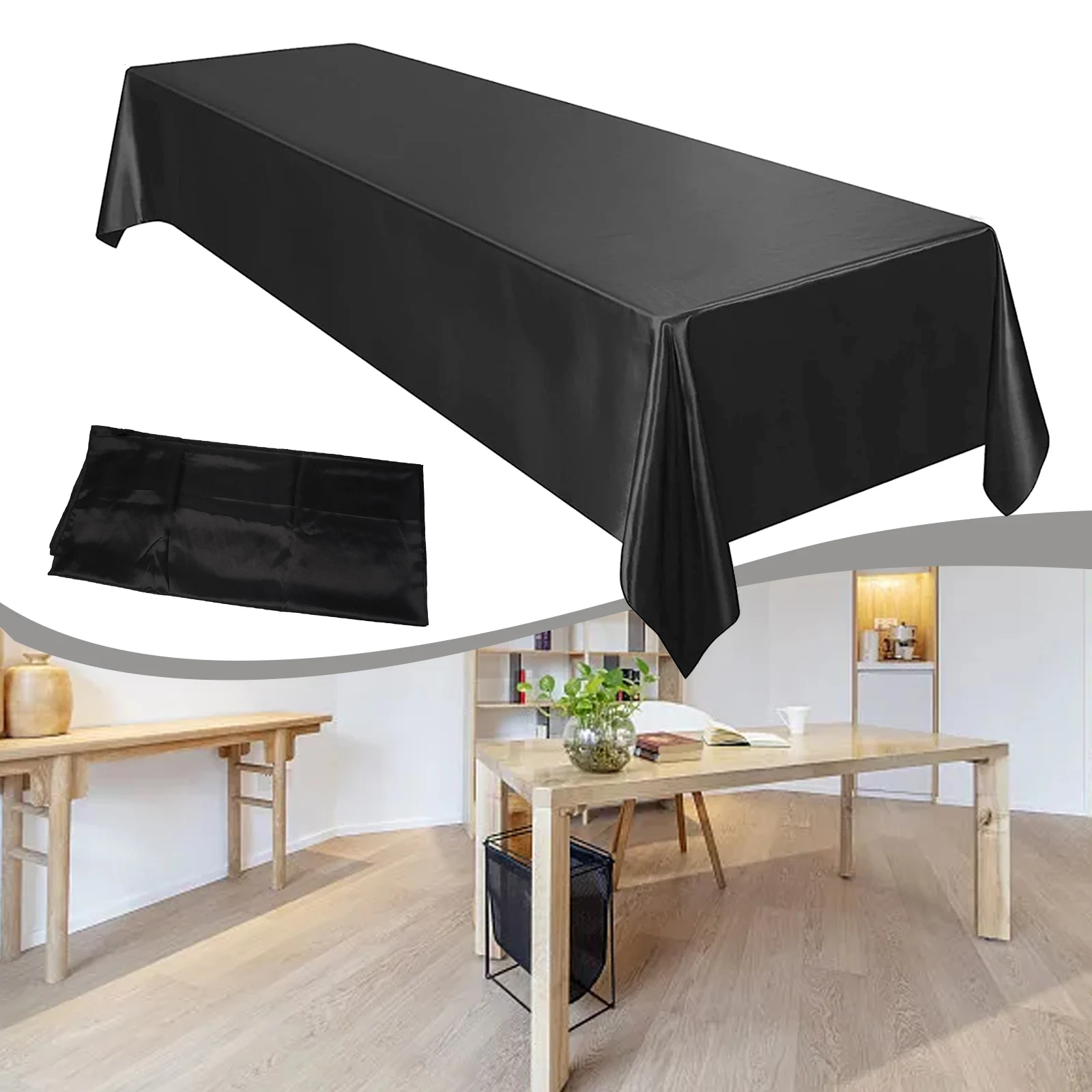 

Satin Tablecloth Rectangle Table Cloth Household Wedding Christmas Banquet Dining Table Decoration 145x260cm
