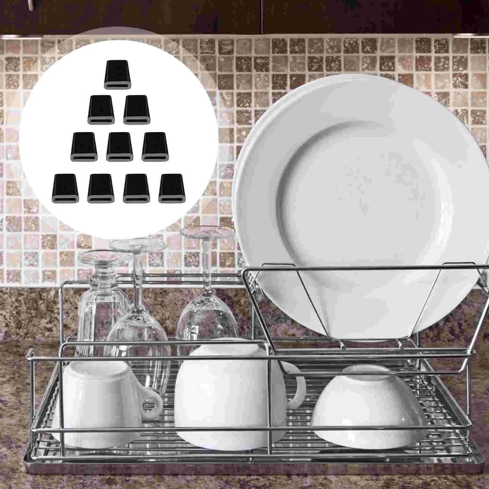 

10pcs Kitchen Sink Rack Feet Sink Protector Black Rubber Feet Kitchen Sink Wire Rack Grid Feet Protector Parts
