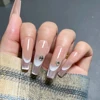 2Sheets French Gradient Line Nail Art Stickers 3D Self-Adhesive White+Black Slider Design Stencil Manicure Guides DIY Nail Decor 3