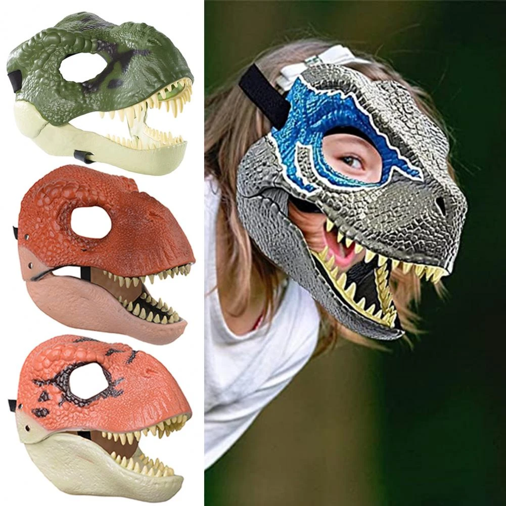 Cubierta de cara de dinosaurio con boca móvil, accesorios de alta  simulación para fiesta de Halloween, tiranosaurio, sombrero de dinosaurio,  suministros para Festival| | - AliExpress