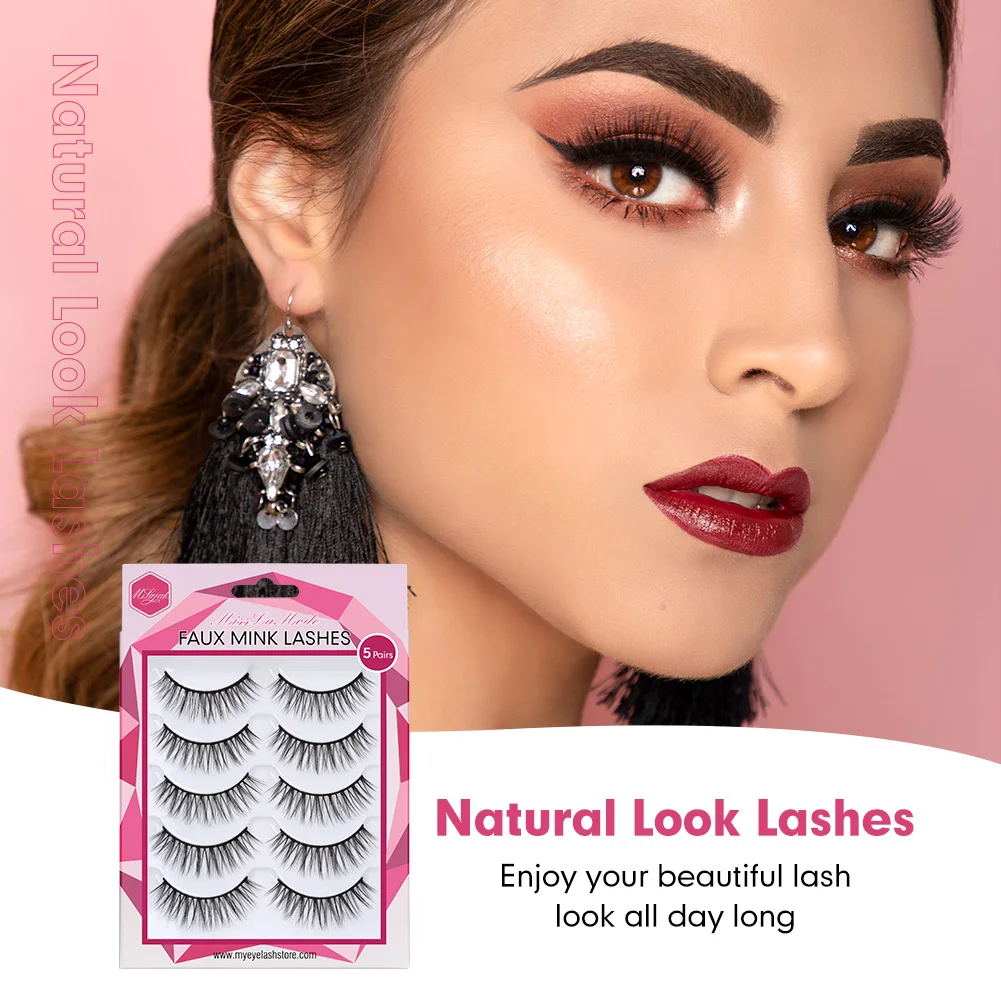 MILAMOD Natural Eyelashes Extension 5 Pairs Short Full Strip Lash Clear
