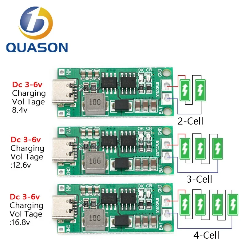 Multi-Cell 2S 3S 4S Type-C A 8.4V 12.6V 16.8V Step-Up Boost Lipo Polymer Li-Ion Charger 7.4V 11.1V 14.8V 18650 Batteria Al Litio