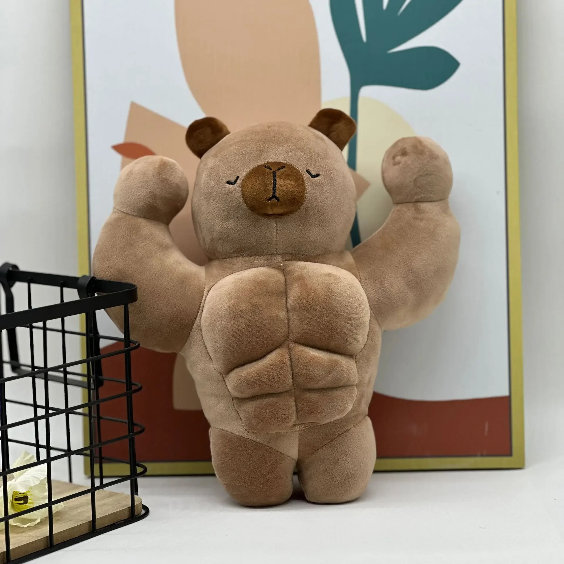 

30CM Cute Capybara Muscle Man plush toy Kawaii Plushies Realistic Animal Stuffed Toy Plush Doll Girlfriend Birthday Gift