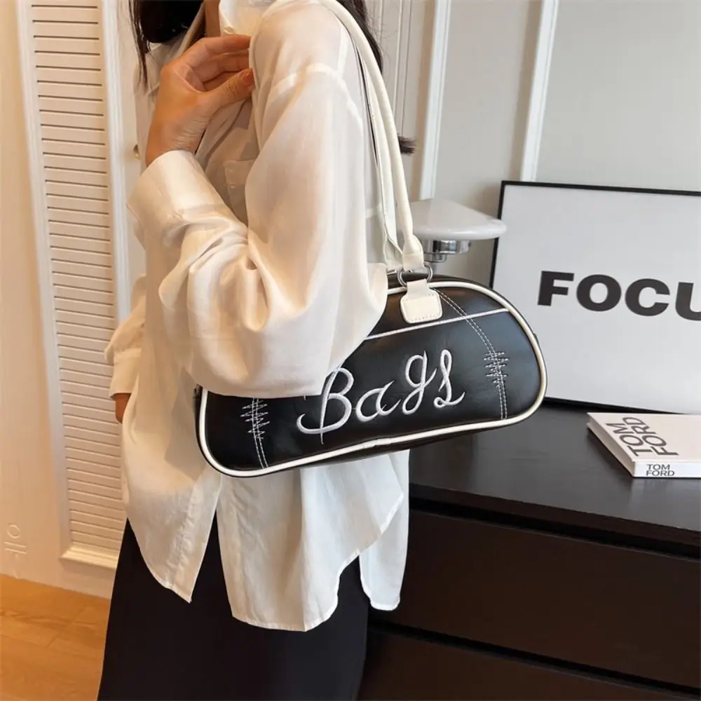 

Retro Shoulder Bags New Solid Color PU Leather Underarm Bag Large Capacity Causal Messenger Bag Women