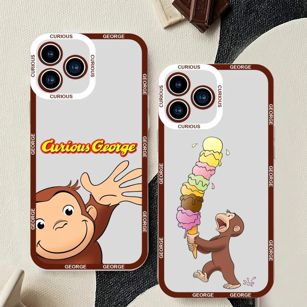 Simpatica Custodia Per Telefono George Monkey Per Iphone 11 12 Mini 13 14 15Pro Max Custodia Trasparente