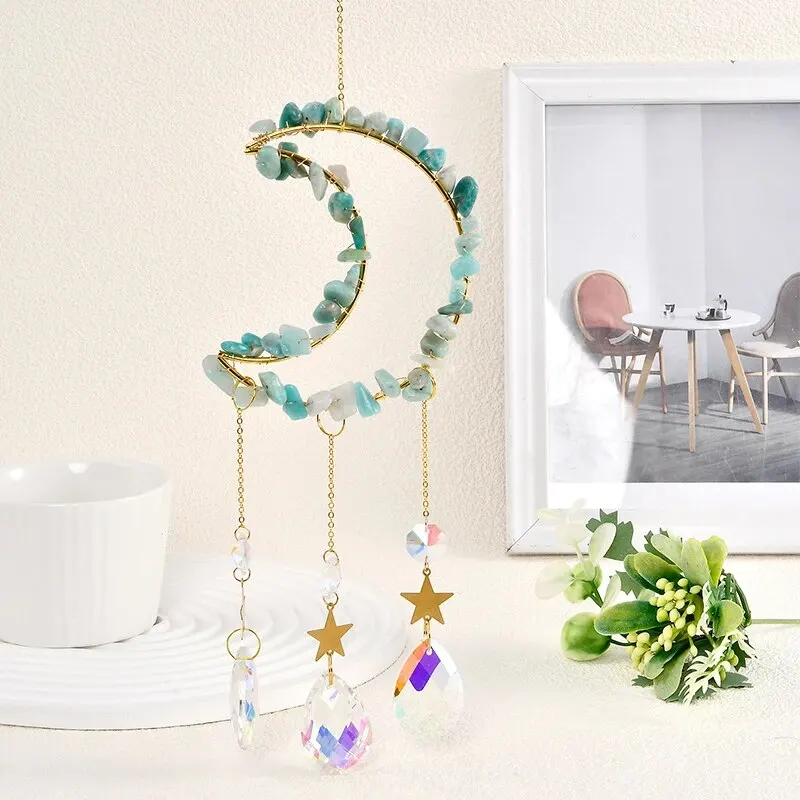 Crystal Pendant Natural Crystal Pendant Moon Chime Crystal Pendant Chime Wedding Party Decorations