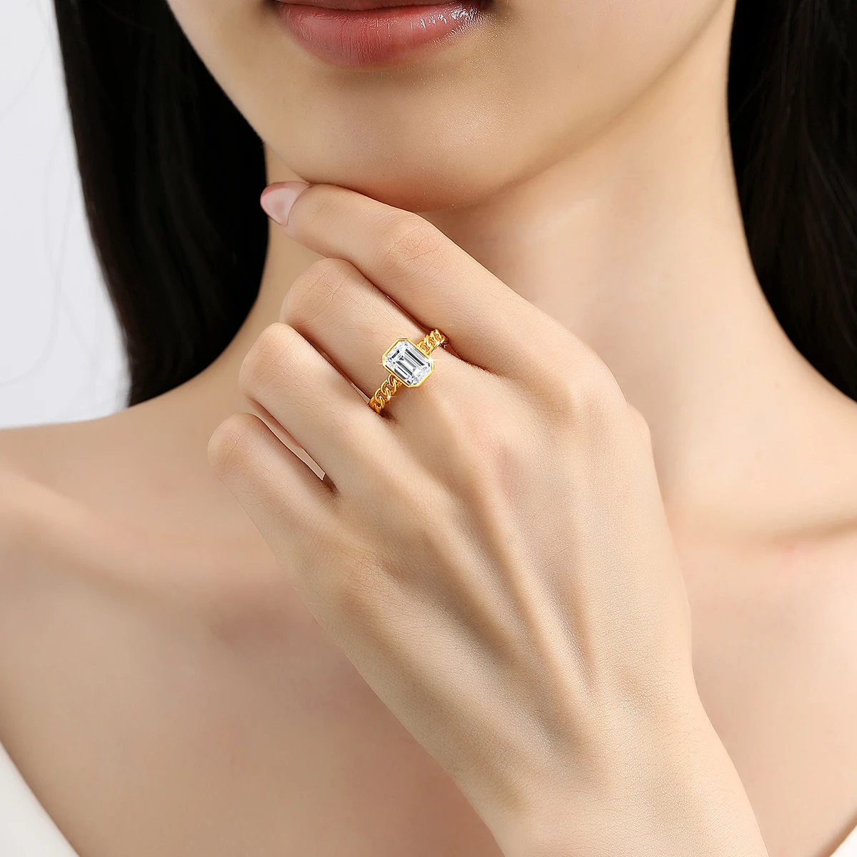 100% Real 14k Gold Diamond Ring Emerald Moissanite 2ct 6*8mm Luxury Designer AU585 K Gold Wedding Jewelry For Women High Quality 2
